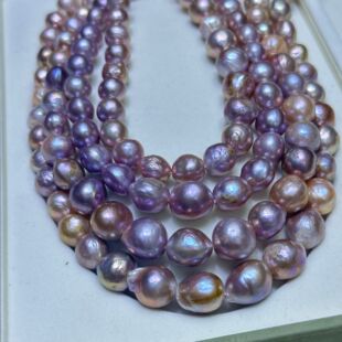 9-13mm Freshwater Edison Pearl Wrinkled Sugar Paper Bar Necklace Baroque Irregular Colorful Semi-finished Necklace