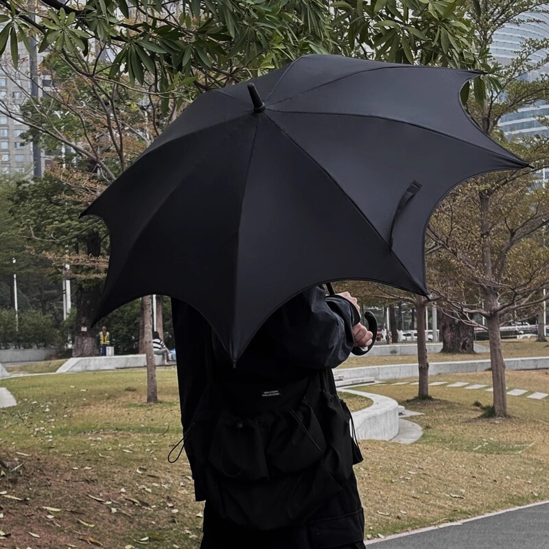 Kitten Grooming Dog Shop Dual-Use Rain or Shine Lolita Umbrella Sun Umbrella Gothic Style Death Series Octagonal Bat Umbrella