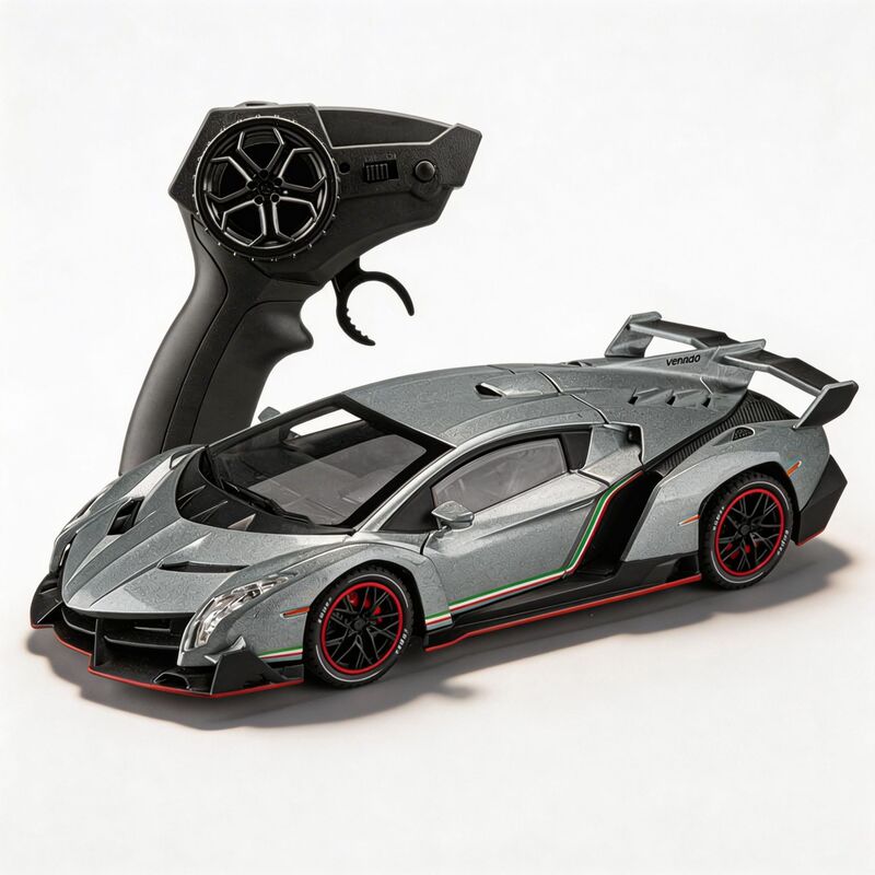 1:24 Remote Control Alloy Car with Lights, Driftable, Rear-Wheel Drive Sports Car, Birthday Gift for Boys