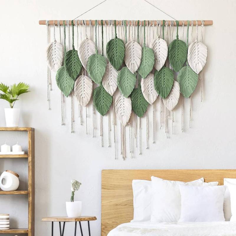 Cross-Border Bohemian Hand-Woven Leaf Tapestry Living Room Bedroom Decorations Wall Decoration Large Tapestry