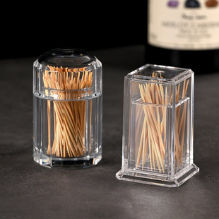 Thickened acrylic toothpick box transparent cover plastic cotton swab holder hotel restaurant toothpick bottle snack shop toothpick holder