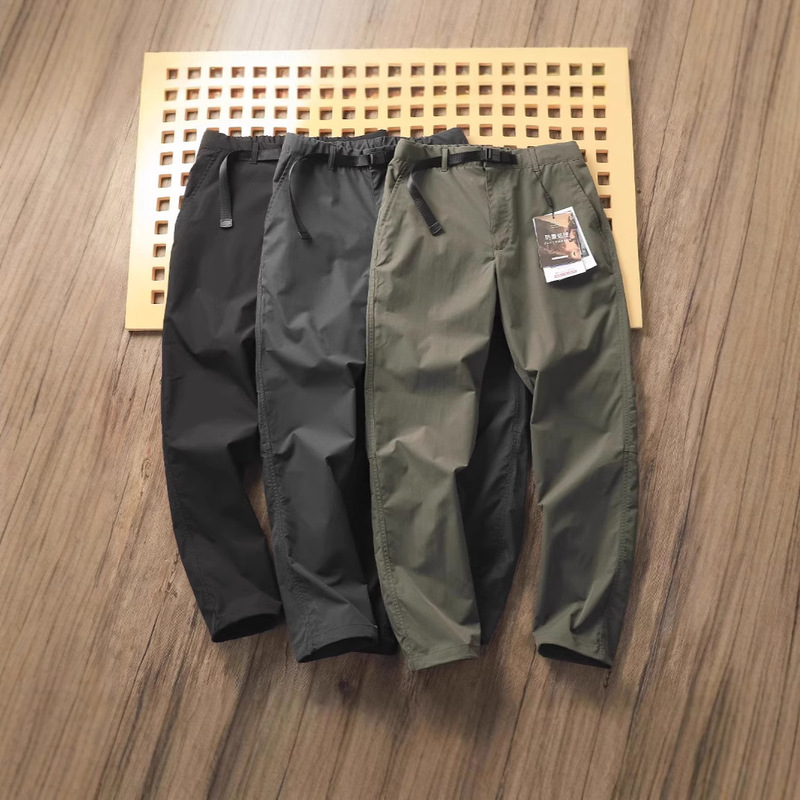 Thin Micro-elastic Casual Pants Men's Outdoor Sports Quick-drying Soft Shell Pants Thin Breathable Straight Casual Pants for Men