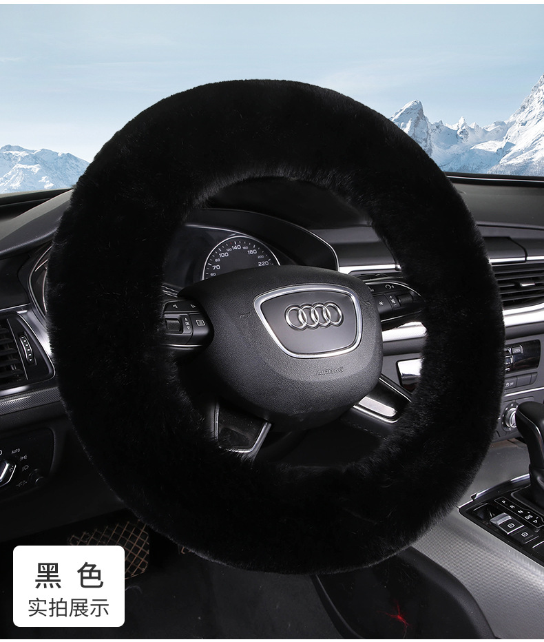Manufacturer Wholesale 2024 New Rabbit Fur Car Steering Wheel Cover Winter Warm Universal Rubber Ring Handle Cover Anti-Slip Anti-Freeze