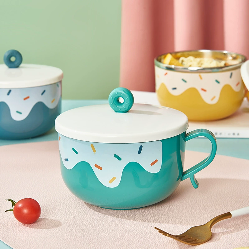 Симпатичный мультфильм Стиль Bubble Bowl мороженое из нержавеющей стали суп чаша университета общежитие мгновенного чаша легко чистить большой
