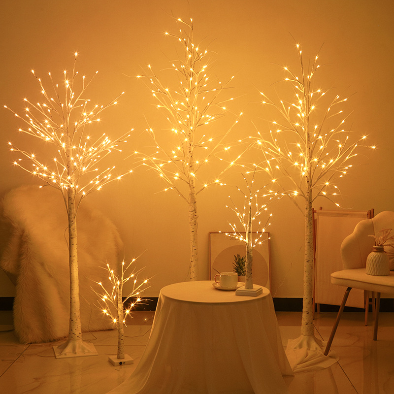 Lámpara de alambre de cobre de modelado de paisaje LED transfronterizo, lámpara de árbol de decoración de jardín de Navidad, lámpara de abedul luminosa de simulación