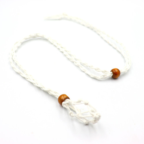 Cross-border natural stone mesh bag woven necklace pendant adjustable retractable mesh bag hand-woven mesh support retro rope