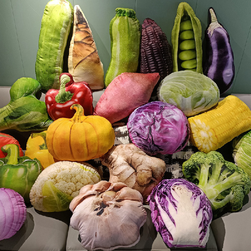 Simulación creativa repollo chino pepino vegetal almohada linda calabaza amarga guisante peluche maíz ajo batata