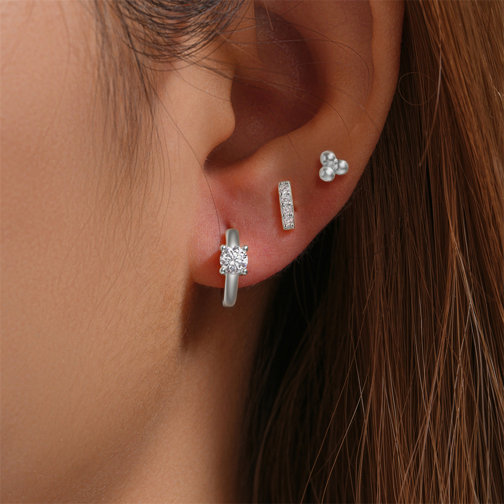3g Weight Hoop Earrings, Ear Studs Classification 1 Set Quantity Daily Occasion 925 Sterling Silver Material Star, Butterfly Pattern Women's Gender Plating Design Simple Style Style 1 Set 925 Sterling Silver Star Butterfly Hoop Earrings Ear Studs 34
