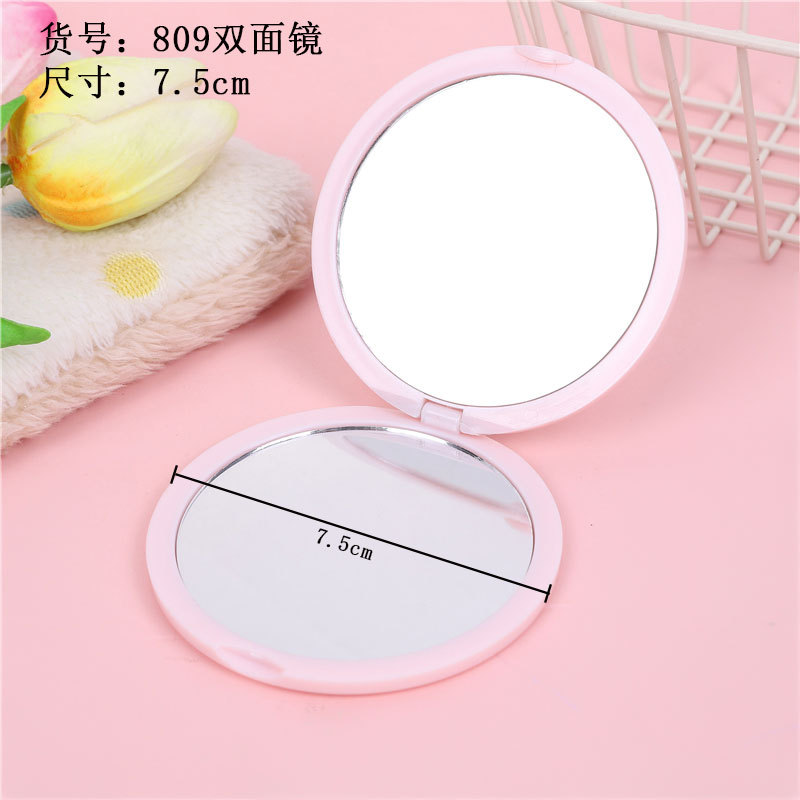 Espejo de maquillaje plegable de plástico con diseño de dopamina, espejo pequeño redondo, espejo de mano portátil de doble cara abatible, espejo plegable.