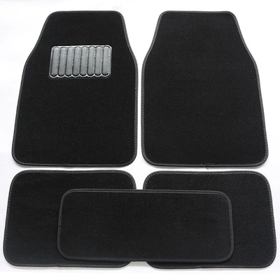 Car mat for cleaning, anti-slip, anti-dirt, Ayaqaltılar (Kovriklər) - flat-velvet-black-universal-5-pieces