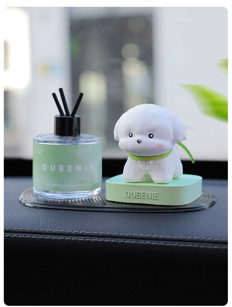 Small Milk Dog Car Aromatherapy Center Console Ornaments Diffuser Stone Cute and Lively Bichon Car Small Fresh Home Accessories