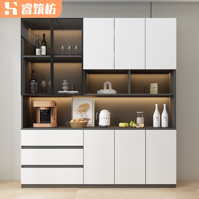 Solid Wood Sideboard Against the Wall Integrated High Cabinet Light Luxury High-End Wine Cabinet Home Tea Cabinet Living Room Storage Storage Cabinet
