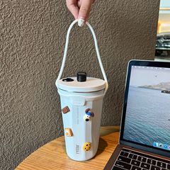 TYESO Taishuo Portable Stainless Steel Coffee Cup Ice Ba Insulated Car Straw Cup Vacuum Large Capacity Water Cup