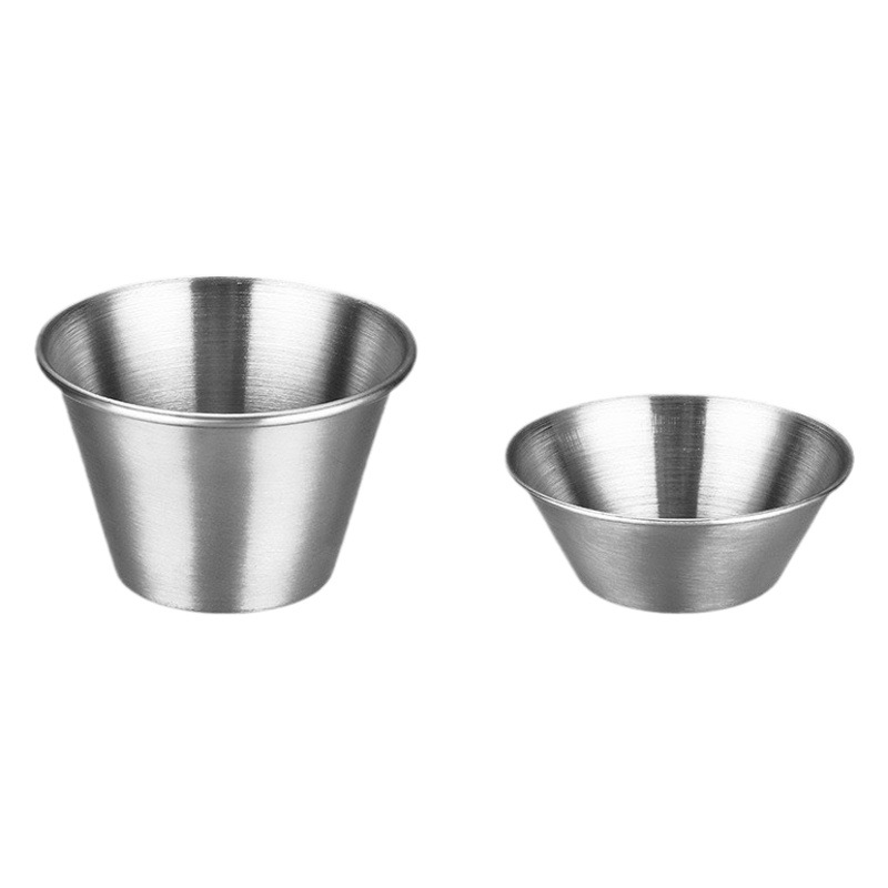 Amazon Venta caliente 304 de acero inoxidable 1,5 oz taza de salsa taza de condimento 2,5 oz taza de salsa plato de inmersión