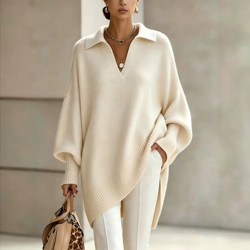 Cross-Border 2026 Spring New Style Solid Color Long-Sleeve Knit Sweater with a Turn-Down Collar, Loose and Casual Style, Outerwear Sweater for Women Cross-Border 2026 Spring New Style Solid Color Long-Sleeve Knit Sweater with a Turn-Down Collar, Loose and Casual Style, Outerwear Sweater for Women