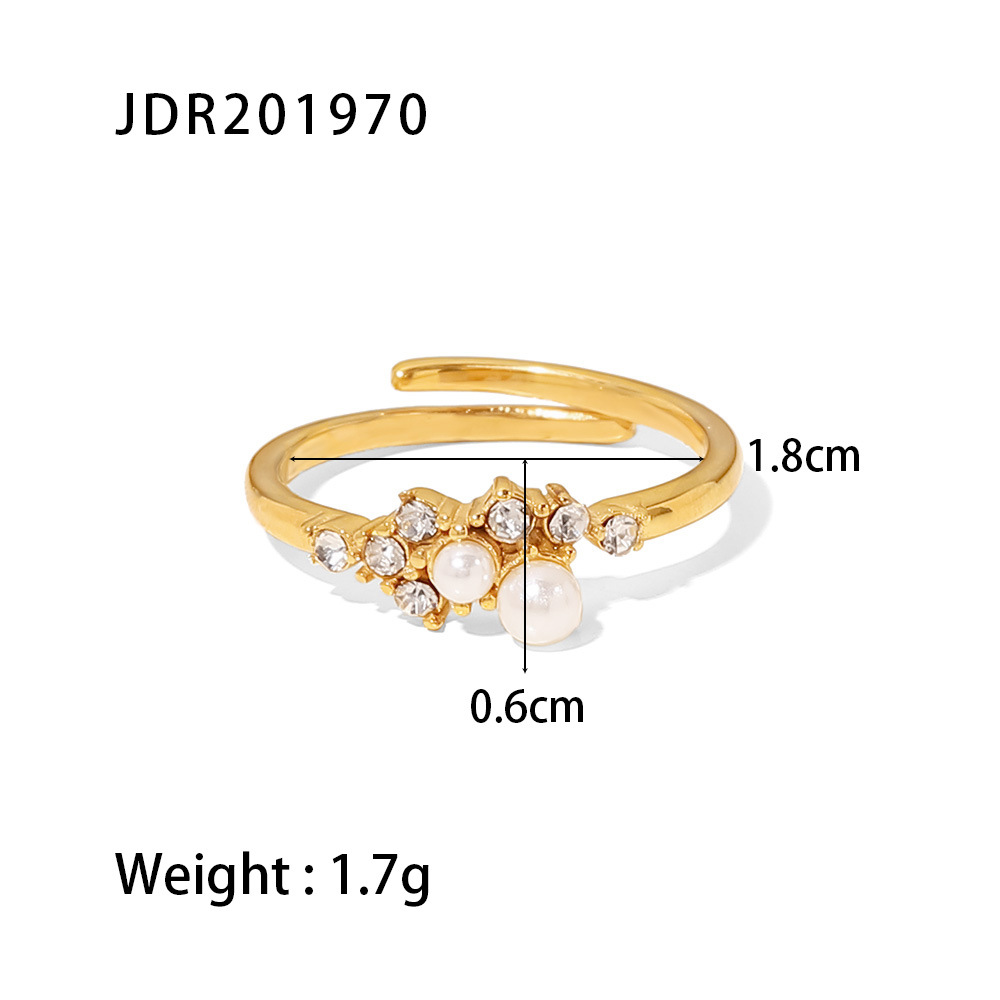 Elegant Geometric Stainless Steel Open Ring Plating Pearl Copper Rings