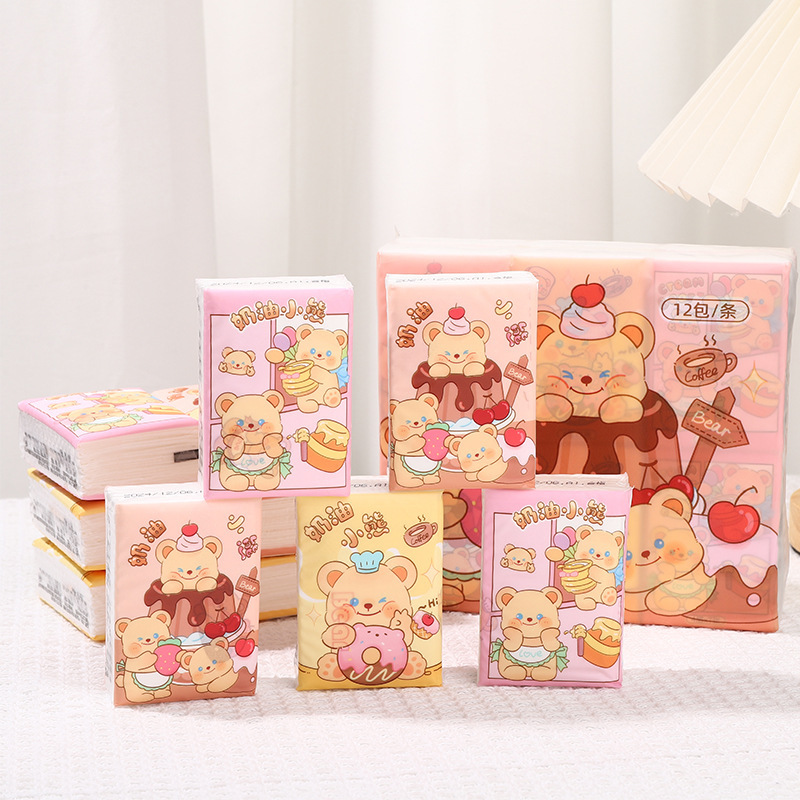 漫画ins風プリントハンカチ紙12包携帯型トイレットペーパーミニ携帯用ティッシュバッグナプキン|undefined