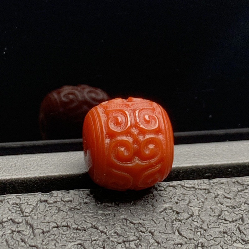 天然玛瑙南红配件满肉老型回纹珠雕刻件金刚菩提星月文玩配饰批发