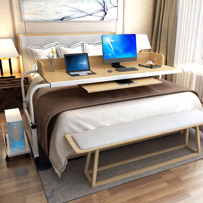 Mesa de cama simple cama portátil telescópico escritorio casero doble mesa elevadora móvil mesa de computadora