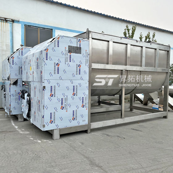 Large dry powder horizontal mixer feed powder particles stainless steel horizontal mixer heating ribbon mixer