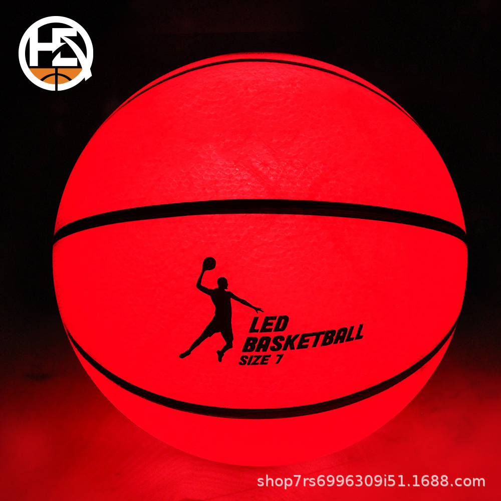 40年35号67号Glow in the dark LED夜光发光橡胶篮球跨境源头工厂