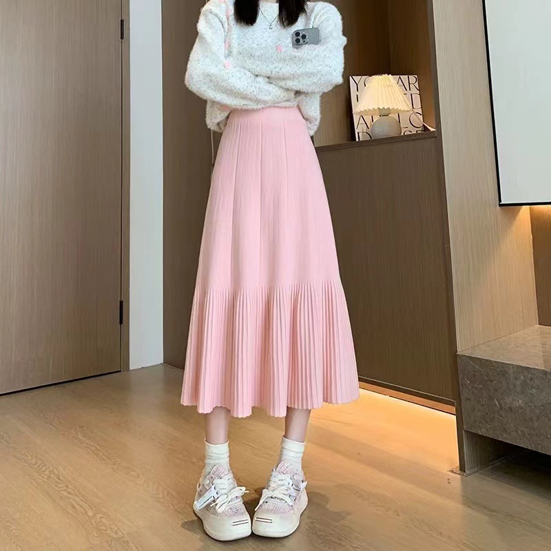 Pleated Knitted Skirt Women'S Autumn And Winter New Fashion High Waist Korean Version Casual And Thin Big Swing Skirt A-Shaped Skirt Umbrella Skirt 17 O1Cn01Ss9Bte1Znzoekorpx_!!2217
