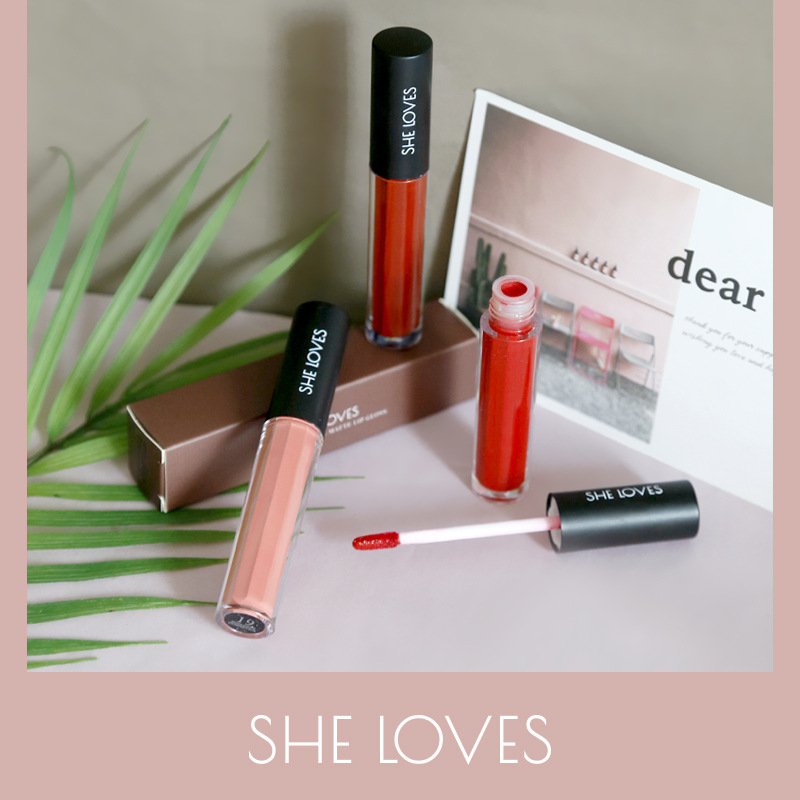 SHELOVES哑光唇釉唇泥丝绒雾面不拔干防水不易掉色不沾杯液体口红