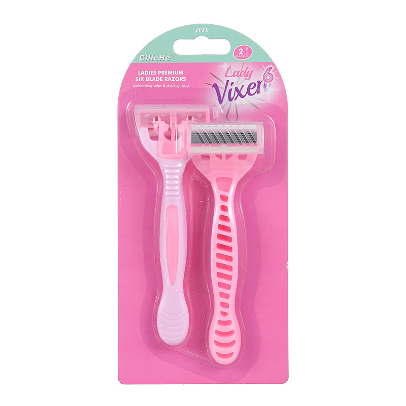 Women's Manual Razor, Shaving Razor, Underarm, Leg, and Pubic Hair Removal Razor, 6-Layer Blade