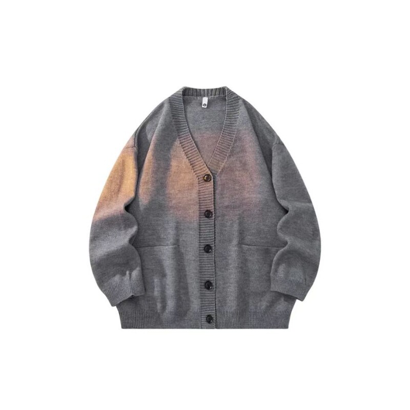 Autumn Lazy Style V-neck Sweater Early Spring New Korean Style Wear Loose Top Knitted Cardigan Jacket for Men