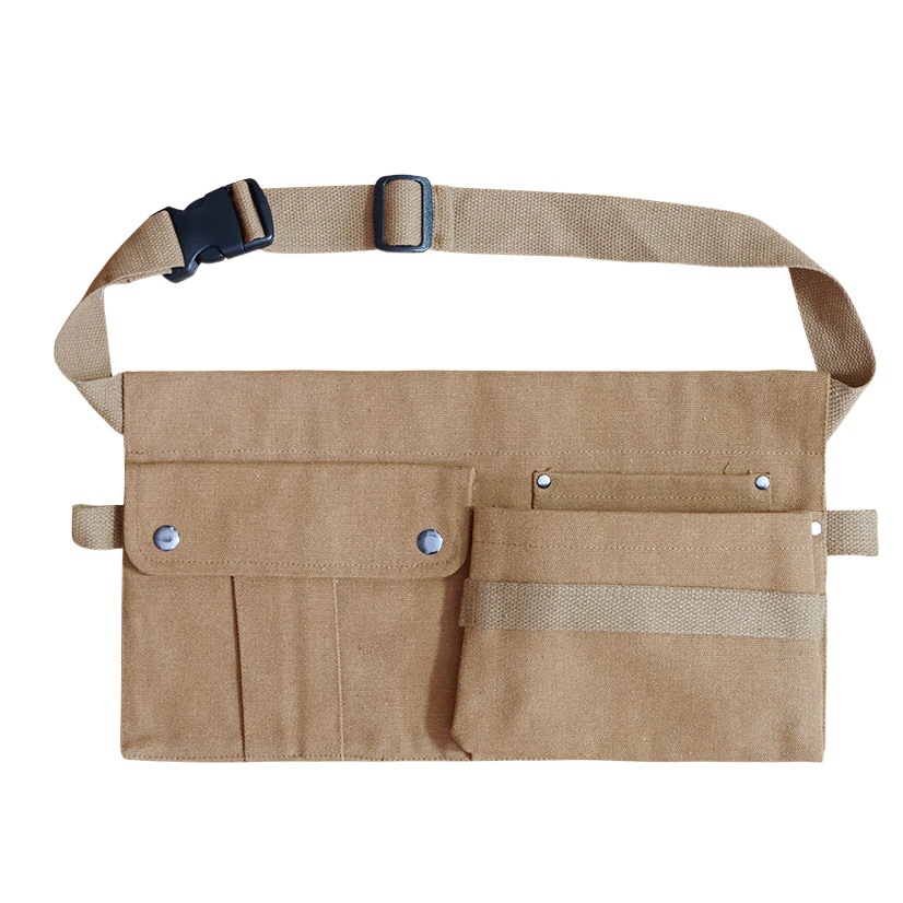 Amazon lienzo delantal medio-longitud cintura corta bolsa electricista carpintería TRABAJO ROPA herramienta delantal medio-longitud fábrica al por mayor