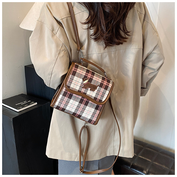 College-style backpack for women 2024 autumn new Dachshund student handbag, retro commuter crossbody bag undefined