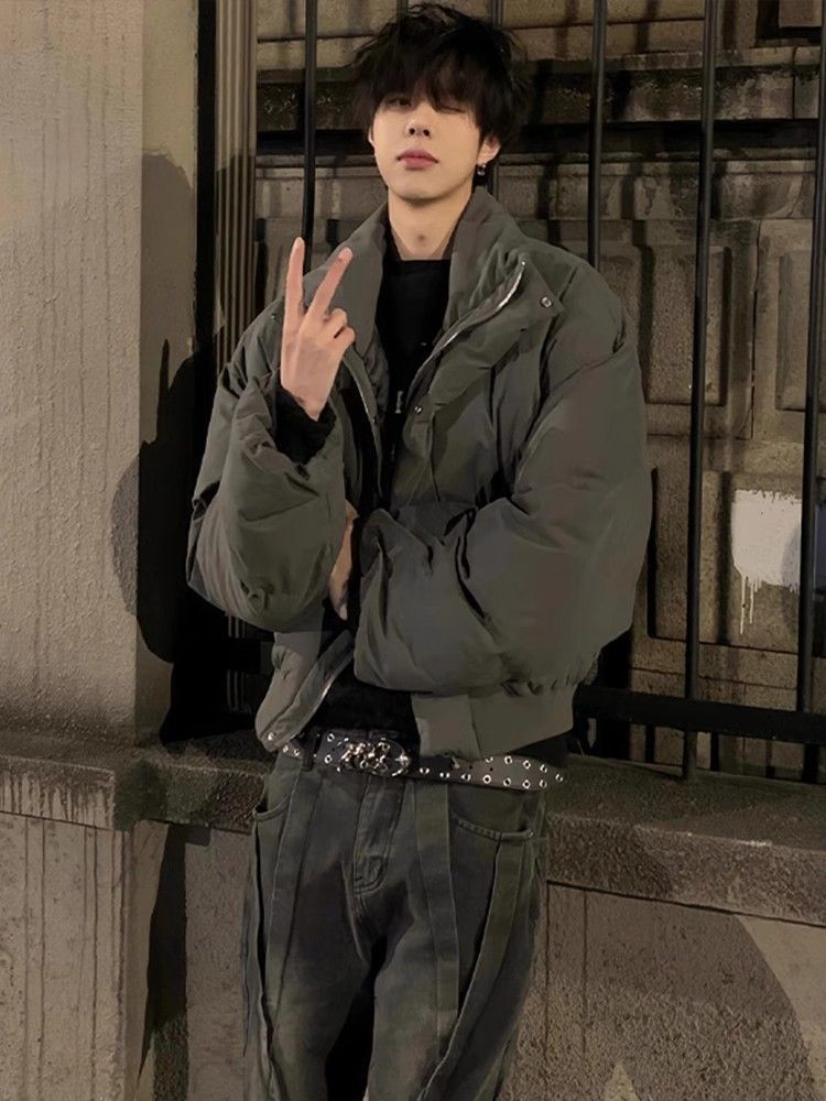 Vadderad jacka herr american retro vinterjacka för män_voghion.com