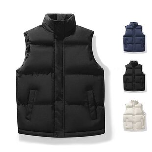 Cotton-padded cotton vest 2024 autumn and winter men's youth solid color waistcoat leisure sports warm vest coat