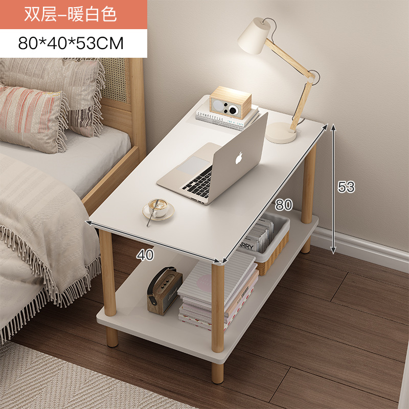 Mesita de noche simple mesa de noche moderna estante de almacenamiento de doble capa sala de estar sofá pequeña mesa de café dormitorio mesa pequeña