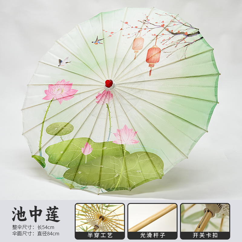 Paraguas de papel de aceite de estilo antiguo rendimiento de tinta elegante retró decoración de techo colgante fotografía paraguas de baile clásico paraguas accesorios de ropa china