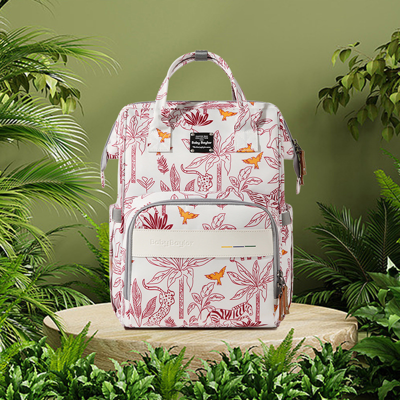 New Babybaylor Fashionable Printed Mommy Bag Waterproof Diaper Insulation Large Capacity Backpack Mother and Baby Maternity Bag