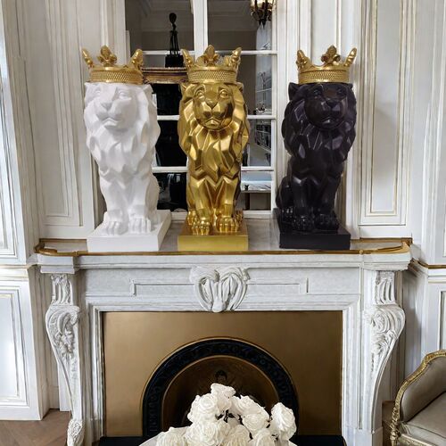 Direct supply of cross-border new faceted crown lion ornaments living room entrance creative light luxury Nordic home decorations