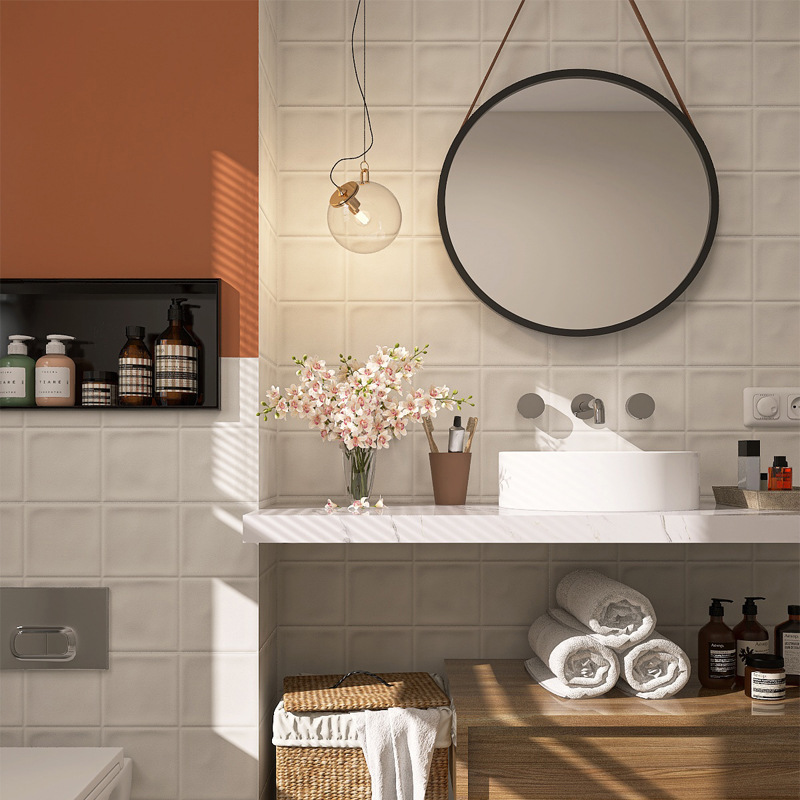 Toilet Plaid Tile 300X600 Soft Light Imitation Handmade Tile Internet Celebrous Cream Solid Color Wall Tile for Kitchen Balcony