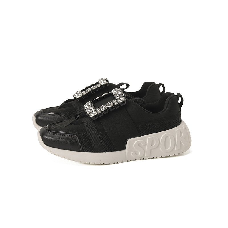 Square Buckle Rhinestone Four-Season Platform Dad Shoes for Women Thick-Soled Mesh Breathable Casual Heightening Sports Genuine Leather White Shoes Square Buckle Rhinestone Four-Season Platform Dad Shoes for Women Thick-Soled Mesh Breathable Casual Heightening Sports Genuine Leather White Shoes