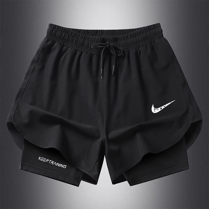 Una pieza de venta en nombre de la marca pantalones cortos de seda de hielo de verano para hombres y mujeres pantalones delgados de tres puntos para correr de secado rápido