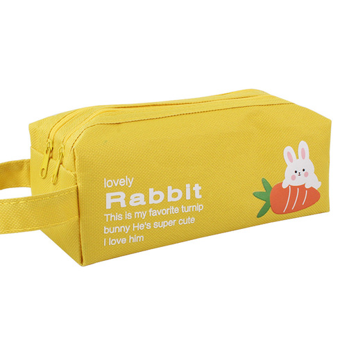 Original design Korean creative cute large pencil bag for men and women with double zipper cartoon student pencil bag canvas large capacity