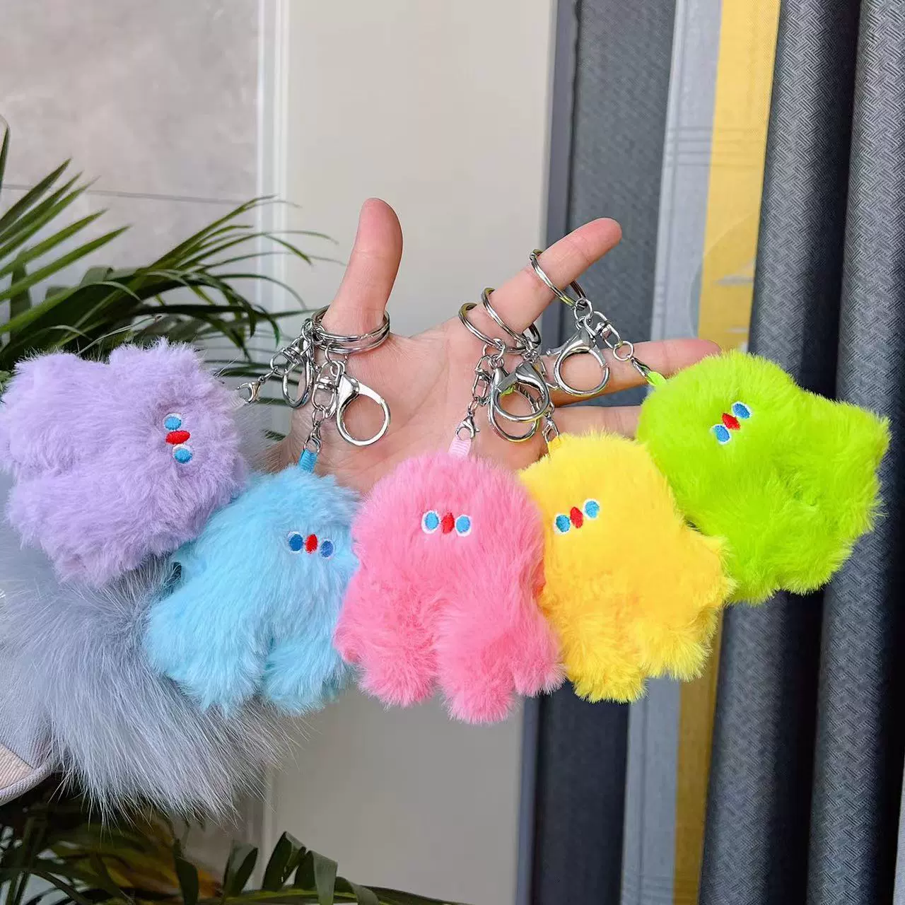 Cute monster, keychain, plush doll, toy, bag decoration, big eyes