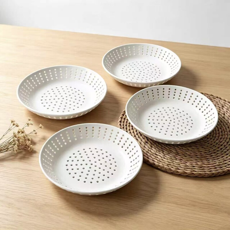 8.5inch Multi-hole Draining Tray for Steaming Buns and Dumplings, Household Thickened Underglaze Colored Ceramic Multi-purpose Tray 8.5inch Multi-hole Draining Tray for Steaming Buns and Dumplings, Household Thickened Underglaze Colored Ceramic Multi-purpose Tray