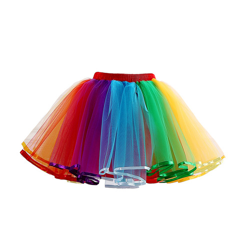 Rainbow tutu skirts for adult kids boys girls fleabane  skirt gauze lolita party cosplay stage ballet candy color skirt 