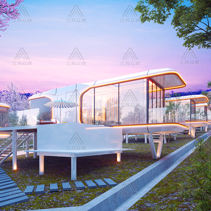 Cabina espacial Habitación móvil B & B Hotel al aire libre escénico Habitación de cielo estrellado Almacén de Apple Red Container Sunshine Room