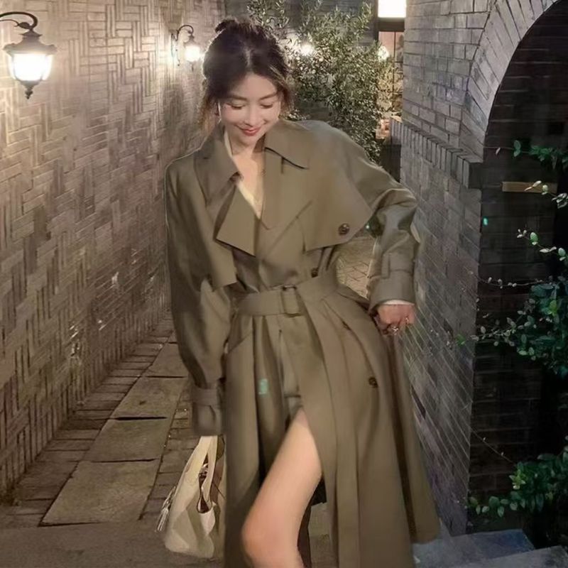 感韩系中长款风衣外套女2025春秋新款小个子显高显瘦气质大衣|undefined