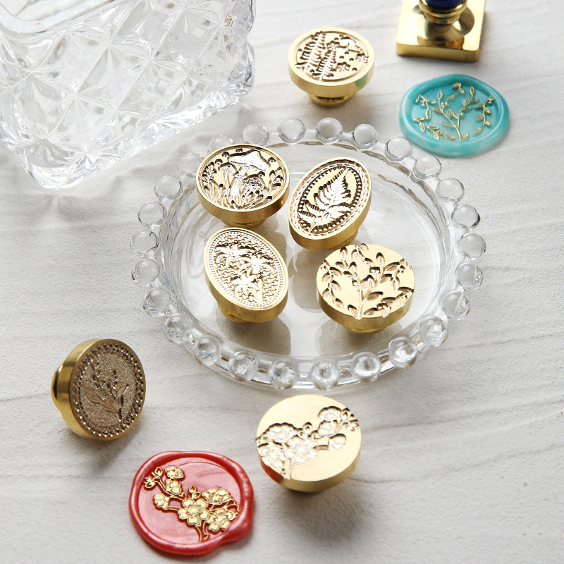 Suidis fire paint copper head February new pattern plant cute style lily of the valley flower fire paint seal head