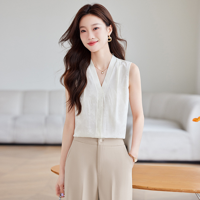 New V-Neck Design Vest Shirt for Women, Work Clothing Elegant, Versatile Shirt, Professional Slim Work Clothes Top New V-Neck Design Vest Shirt for Women, Work Clothing Elegant, Versatile Shirt, Professional Slim Work Clothes Top