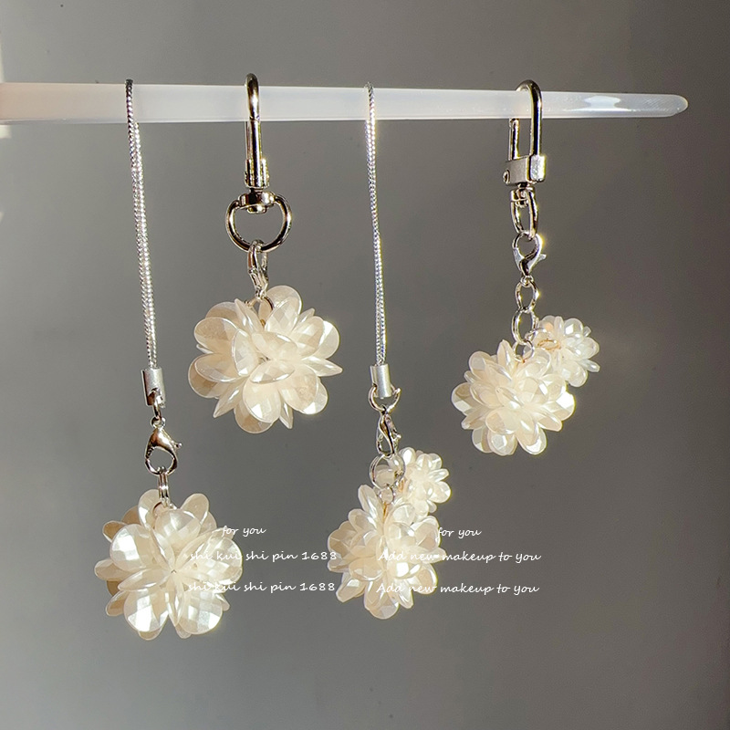 Fairy Pearl Snowflake Ball Mobile Phone Pendant Women's Headset ccd Sweet Shoes Bag Hanging Chain Keychain