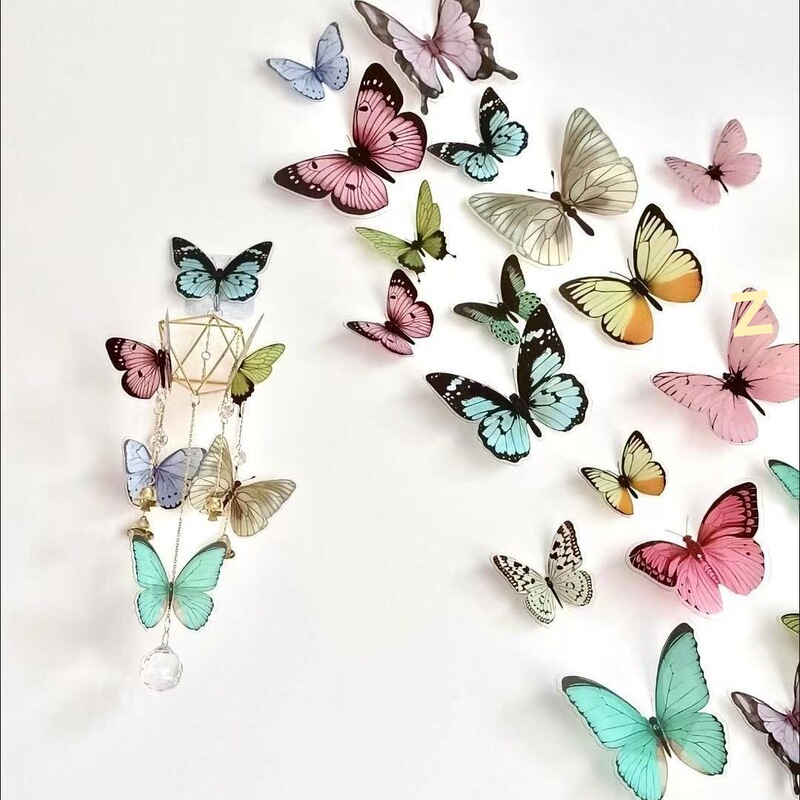New Product 3D Stereo Wall Sticker Butterfly Pvc Stereo Punch-Free DIY Self-Adhesive Wall Curtain Colorful Decoration Wholesale